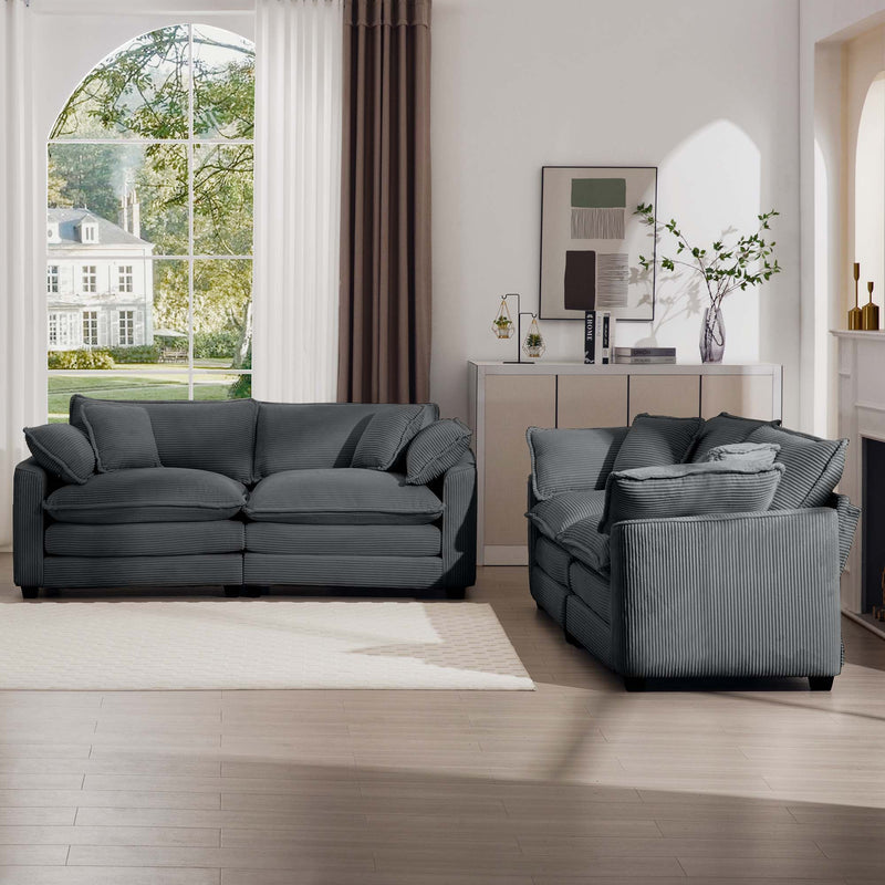 Elegant Corduroy Oversized Sectional Sofa Set With Deep Seats And Flexible Layout