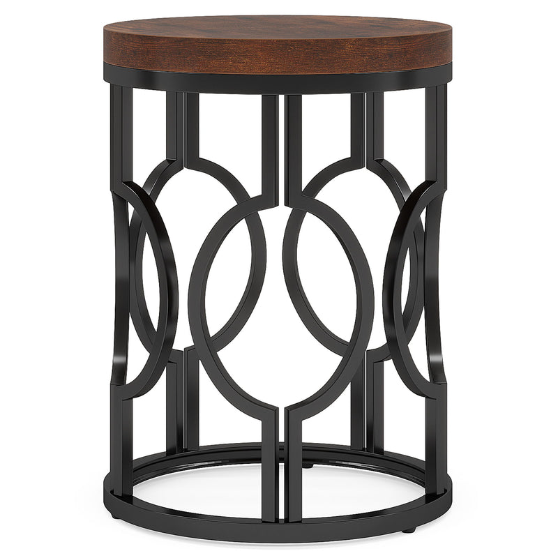 Round End Table Nightstand For Living - Brown / Black