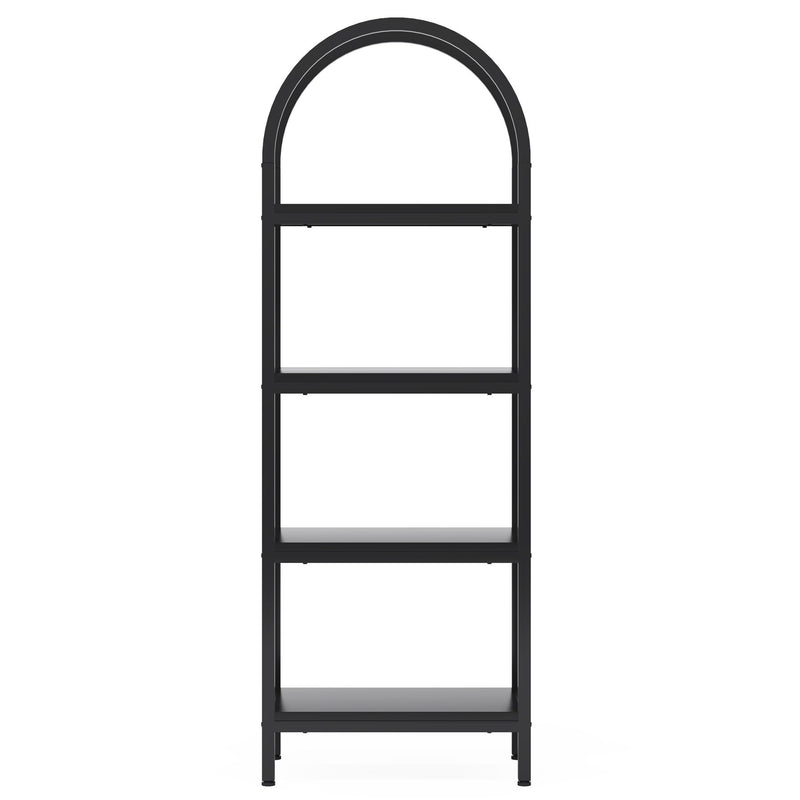 Tall 4 Tier Arched Open Bookshelf Storage Rack - Black