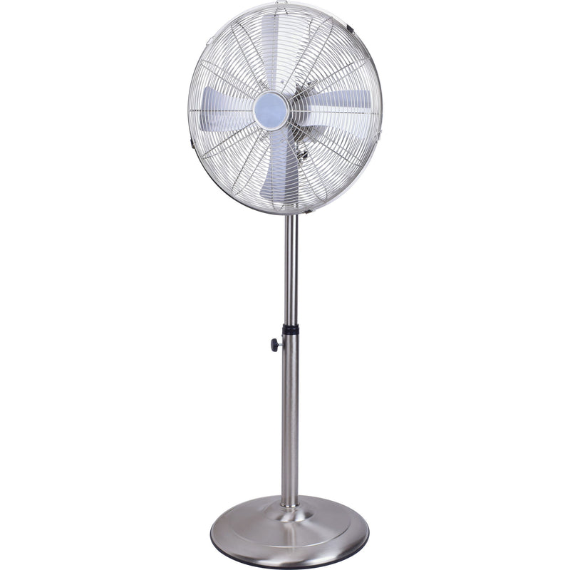 Stand Fan, 4 Blades, Rotary Knob Switch, Oscillation Function, Tilting Angle - Chrome