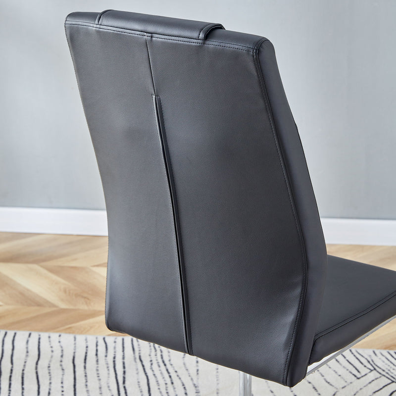 Modern Dining Chairs With Padded Seat, Metal Legs