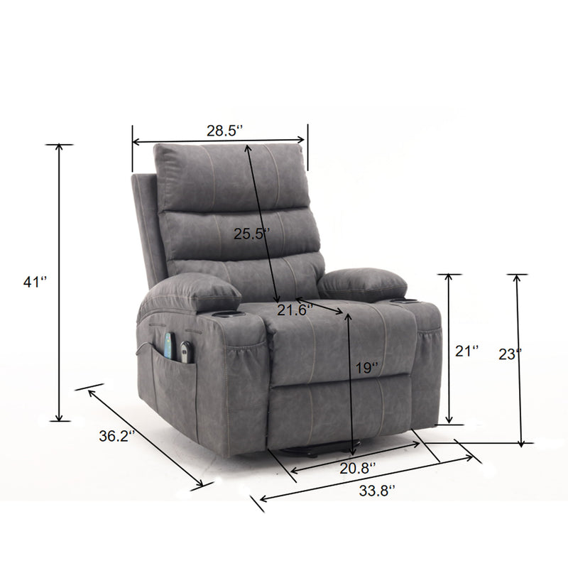 Large Size Electric Power Lift Recliner Chair Sofa With 8 Point Vibration Massage And Lumbar Heat