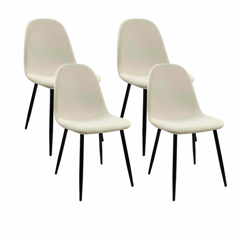 Modern Accent Dining Chairs Upholstered Seat, Metal Legs (Set of 4)