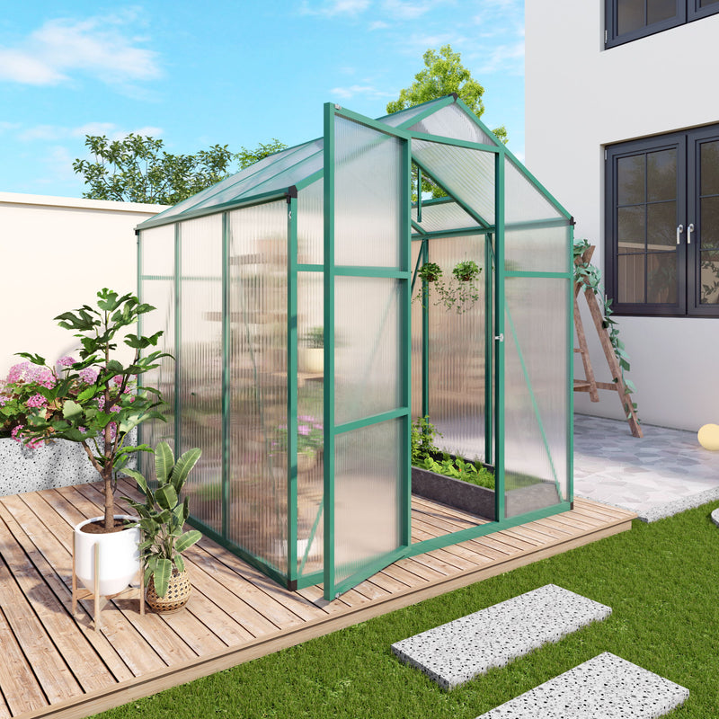 Polycarbonate Walk-In Greenhouse, Raised Base For Outdoor In All Season