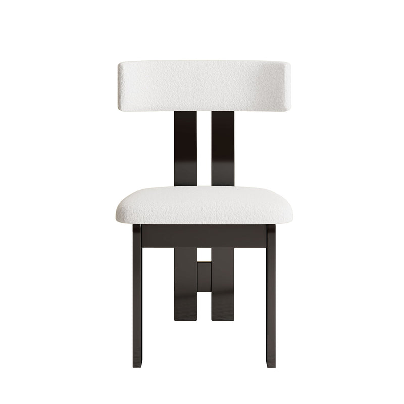 Modern Dining Chairs, Vertical Backrest Kitchen Chairs For Dining Room (Set of 2) - White