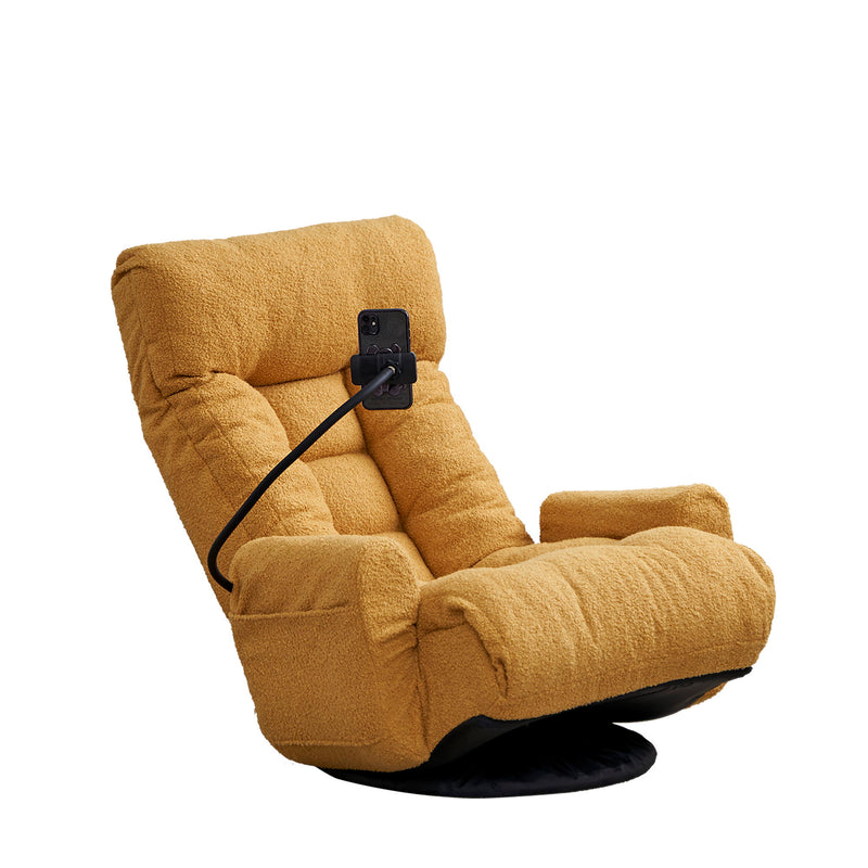 Adjustable Swivel Lounge Chair With 360 Degree Rotating Seat And Headrest Support