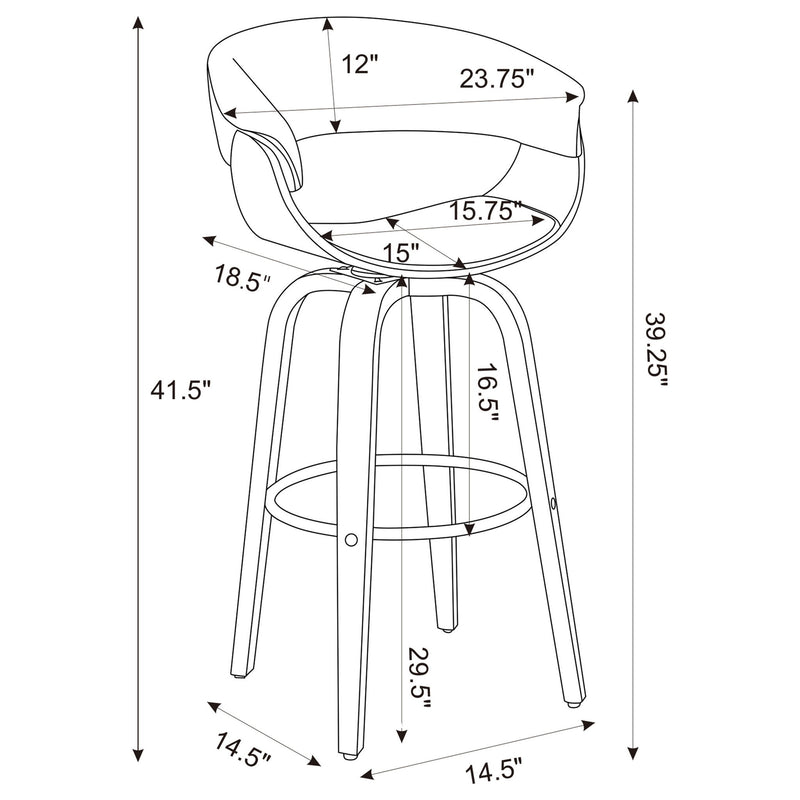 Swivel Bar Stool Elegant Design With Upholstery - Walnut