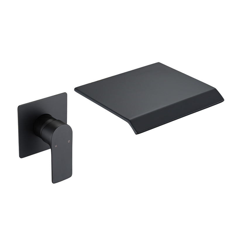 Wall Mount Bathtub Faucet With Waterfall Tub Spout And Single Handle Stainless Steel