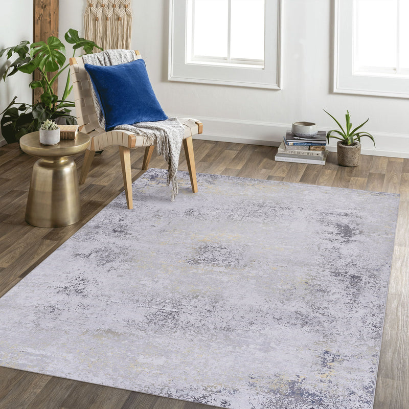 Maval - 8' X 10' Area Rug Washable - Gray / Gold