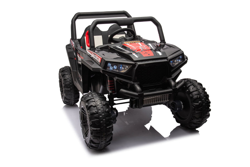 12V7A*1 30W*4 Four-Wheel Drive Seat One Button Start, Forward And Backward, High And Low Speed, Music, Front Light, Power Display, Two Doors Can Open, 2.4G R / C, Seat Belt Four Wheel Absorber