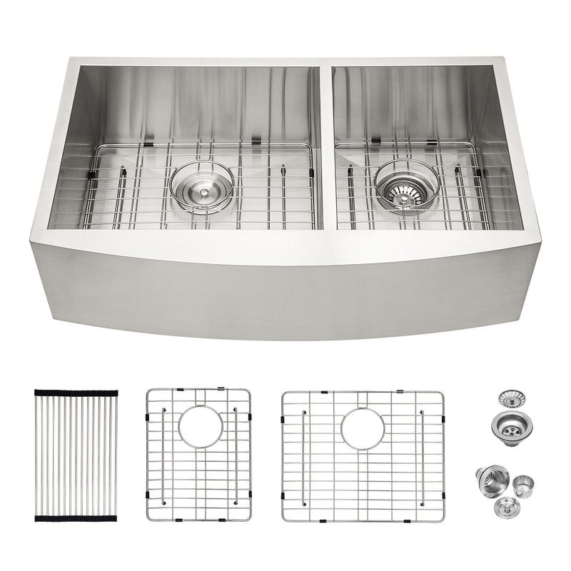 Farmhouse Sink With Double Bowl, 60 / 40