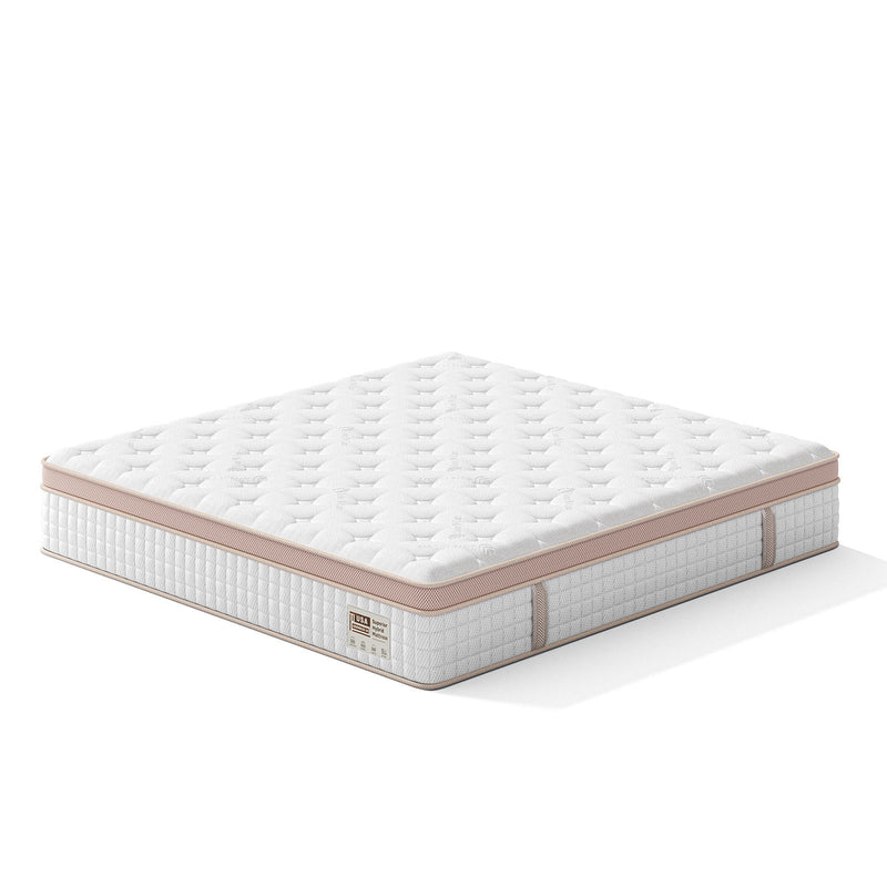 12" King Size Firm Hybrid Mattress, Gel Memory Foam & Pocket Springs, Pressure Relief, Motion Isolation, Ergonomic Bed - White
