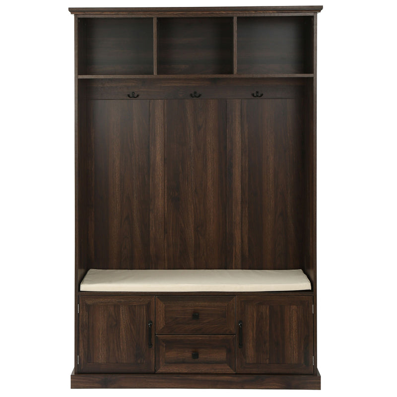 Hall Tree With 3 Hooks, Coat Hanger, Entryway Bench, Storage Bench, 3 In 1 Design