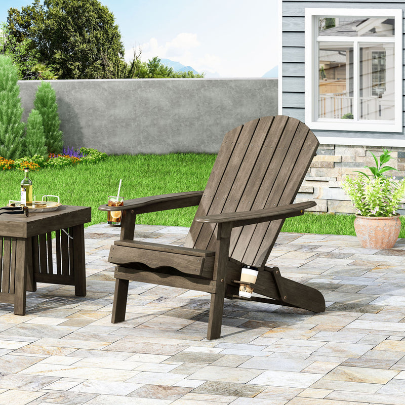 Zenithia - Outdoor Foldable Adirondack Chair With 2 Cup Holders