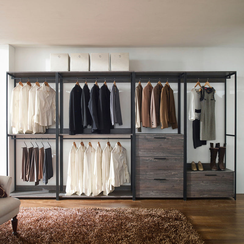 Monica - Wood Walk In Closet System With Modular Design Melamine - Rustic