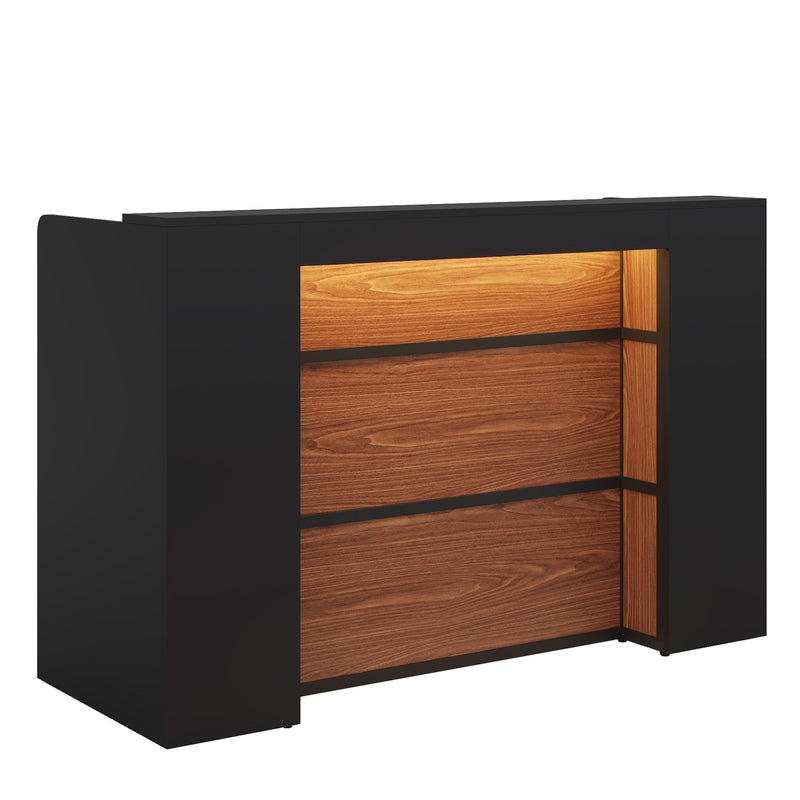 Reception Desk With LED Lights For Office Lobby - Black