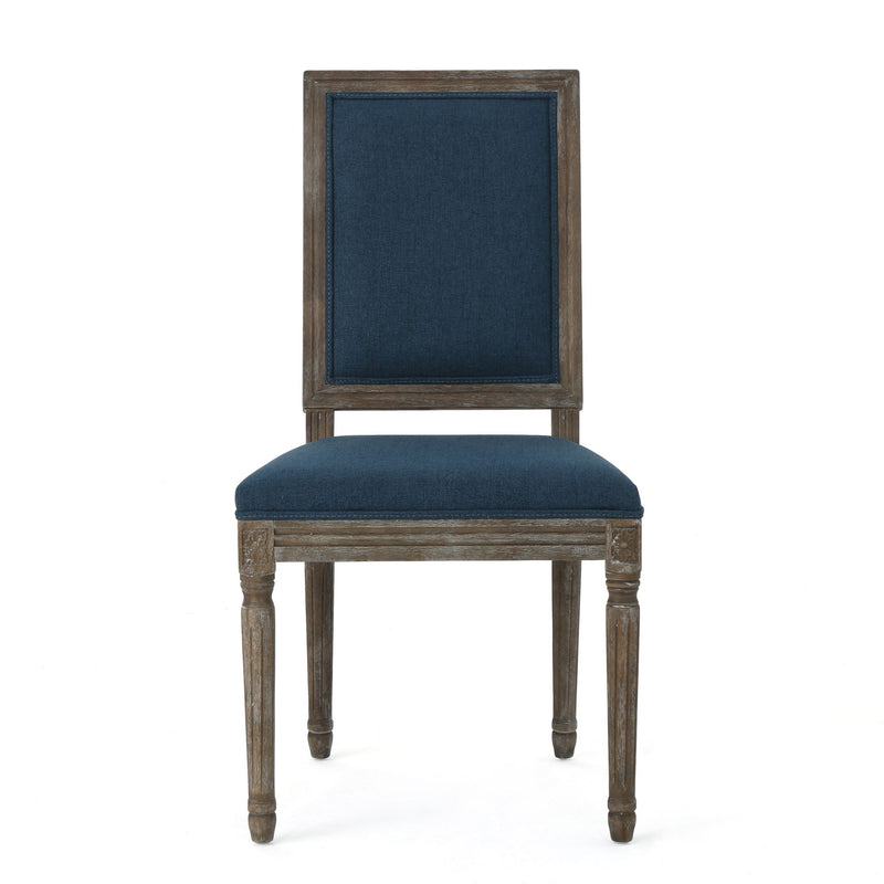 Traditional Style Dining Chair Set With Fabric Upholstery