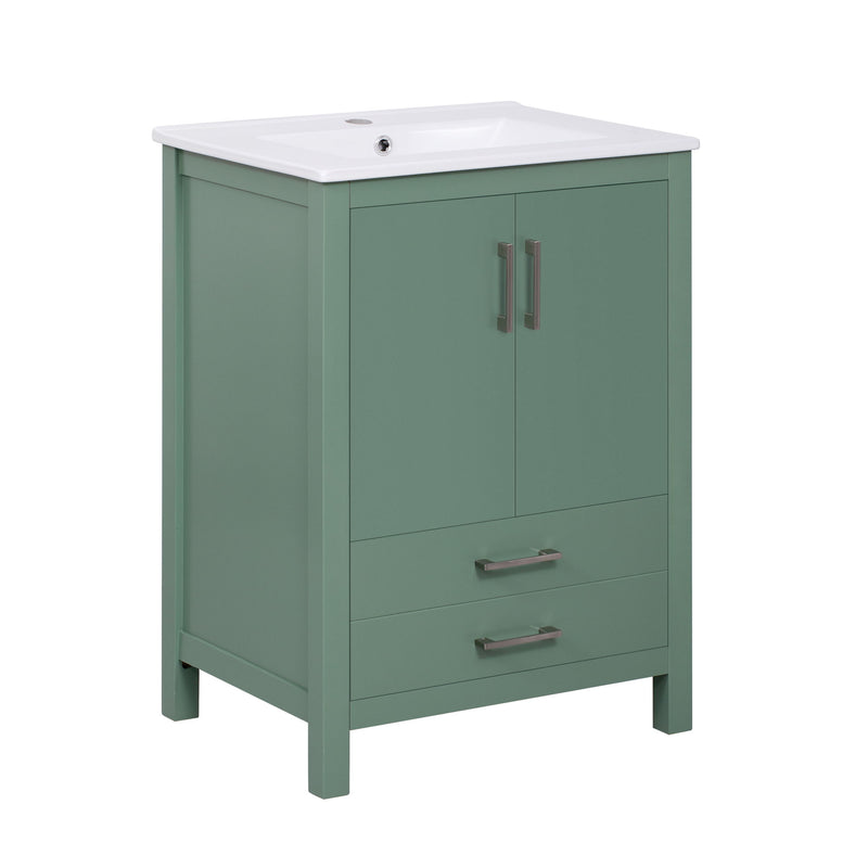 Bathroom Vanity With Sink Combo, Freestanding Storage Cabinet, Soft Closing Doors - Green