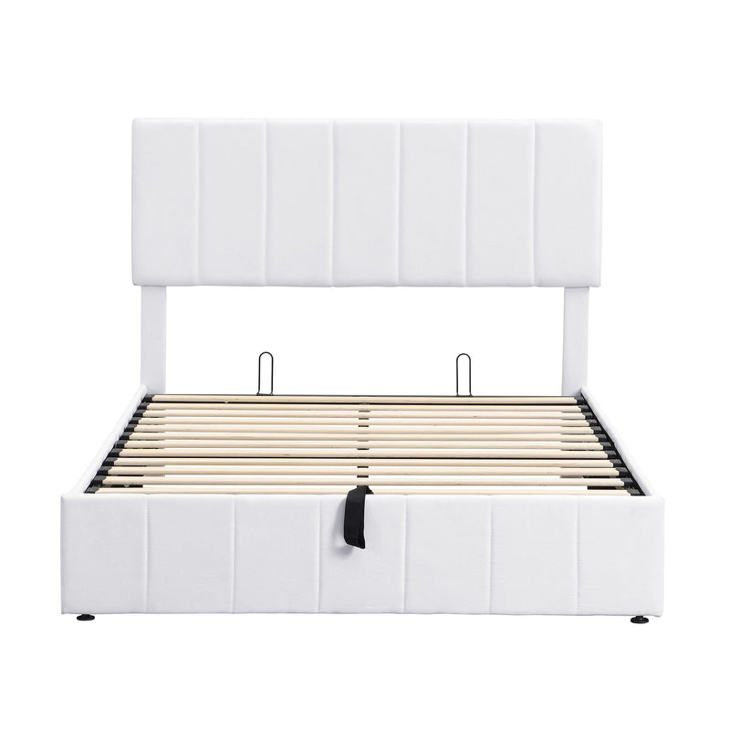 Elegant Upholstered Platform Bed With Hydraulic Storage System