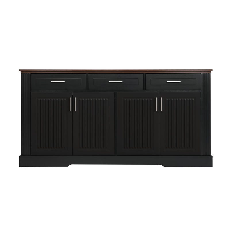 Fluted Sideboard Buffet Cabinet With 4 Doors And 3 Drawers