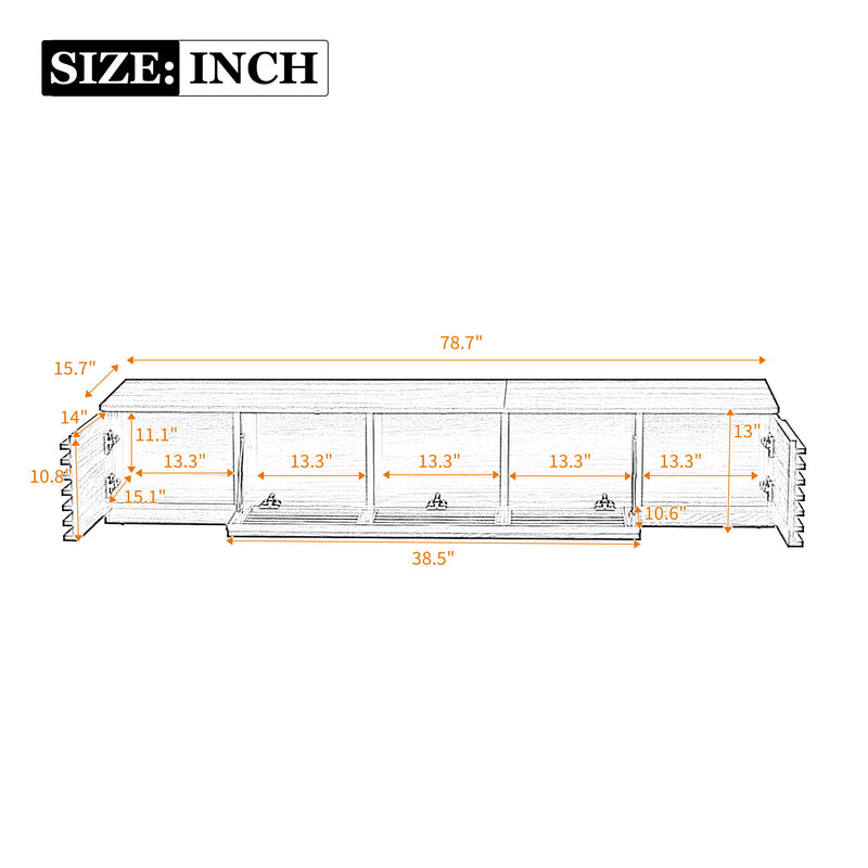 TV Stand For TVs, Entertainment Center With Cable Management And Soft Closing Hinges - Walnut