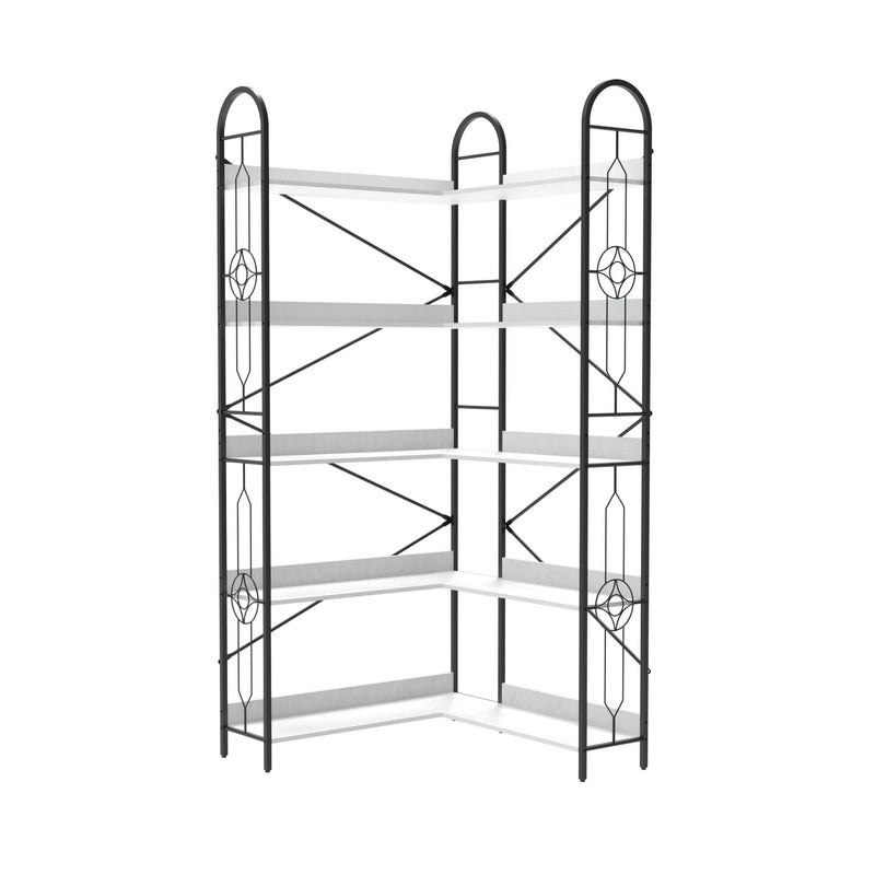 Industrial Style Corner Bookshelf With Thickened Iron Frame