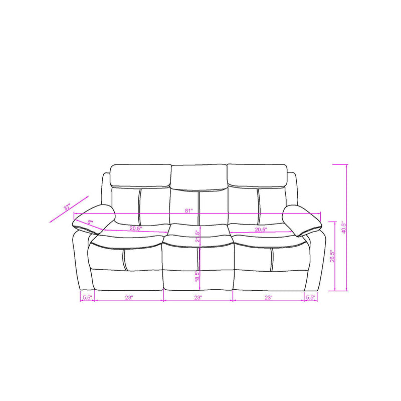 Blanche - Reclining Set With LED Lights, Speaker