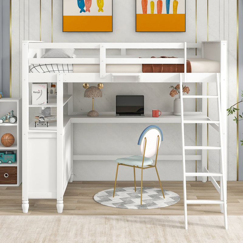 Loft Bed With Drawers With Desk And Shelves