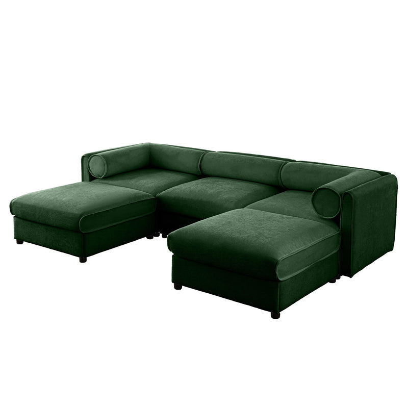 Contemporary Elegant White Chenille Sofa With Storage And Ottoman